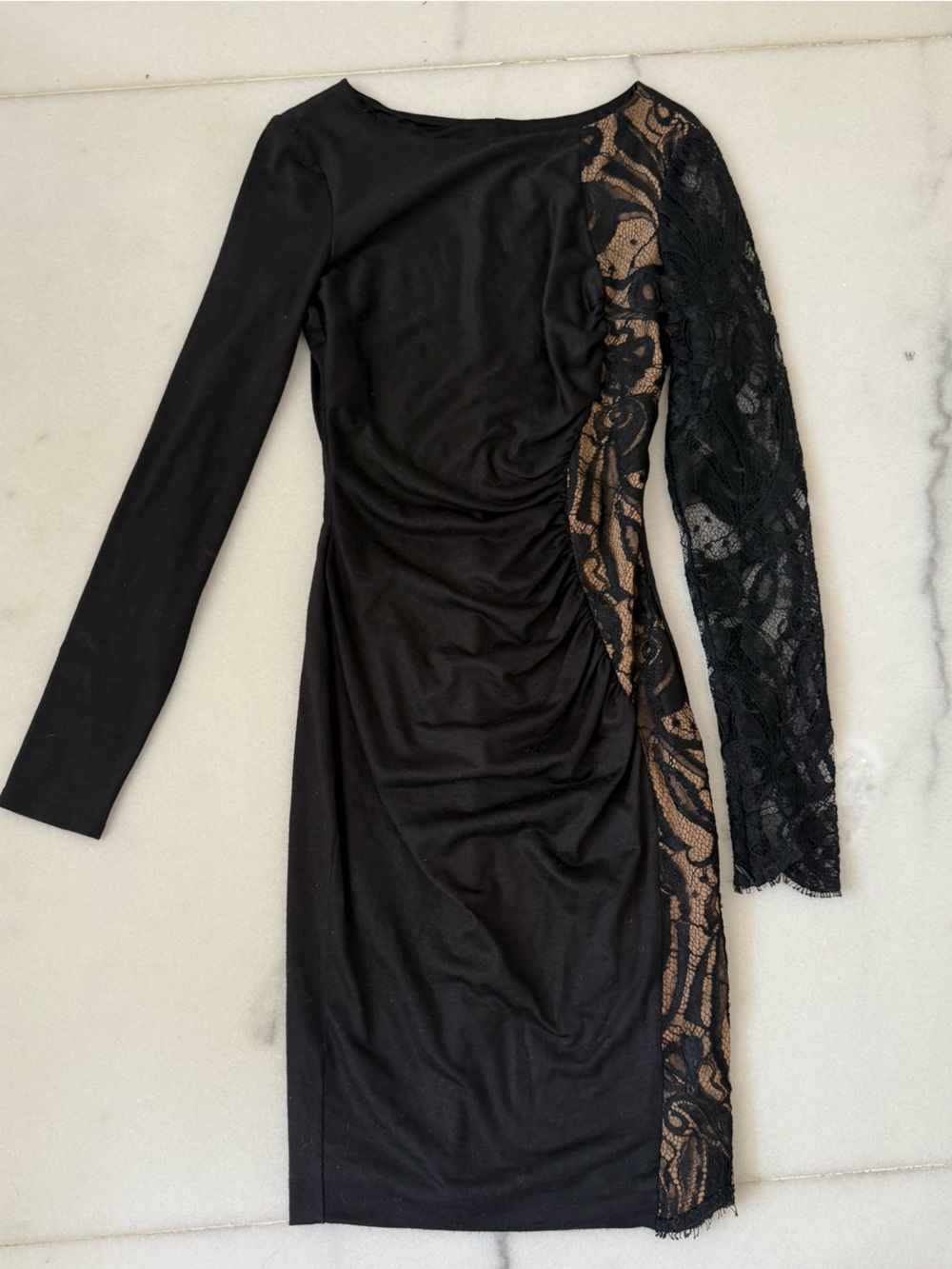 Emilio Pucci Black Long-Sleeve Lace-Panel Bodycon Dress